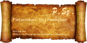 Patocskai Szilveszter névjegykártya